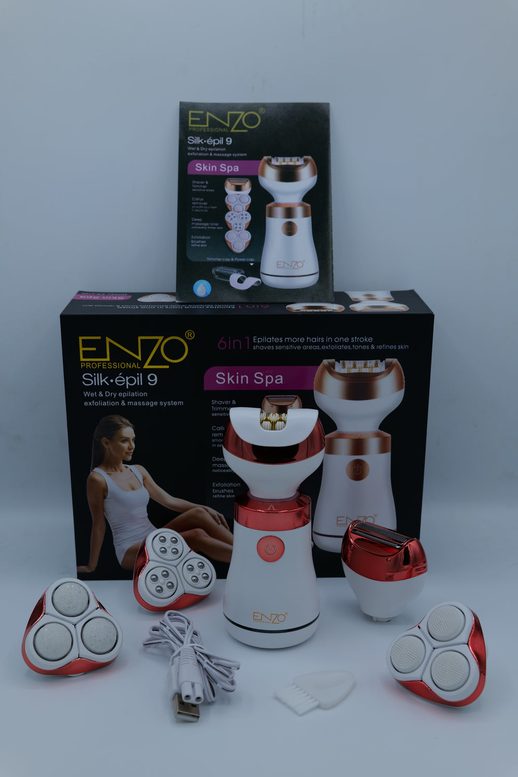 الة نزع الشعر ENZO PROFESSIONEL Silk.epile 9  Skin Spa 6en1